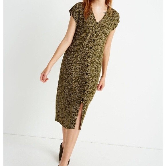 Madewell Spring Fling Womens Easy midi Dress Front Cutout Bitsy Floral L - Picture 1 of 14